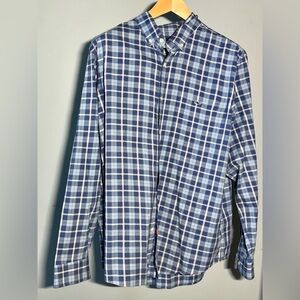 EUC Vineyard Vines Blue and White Slim Fit Tucker Plaid Men's Shirt